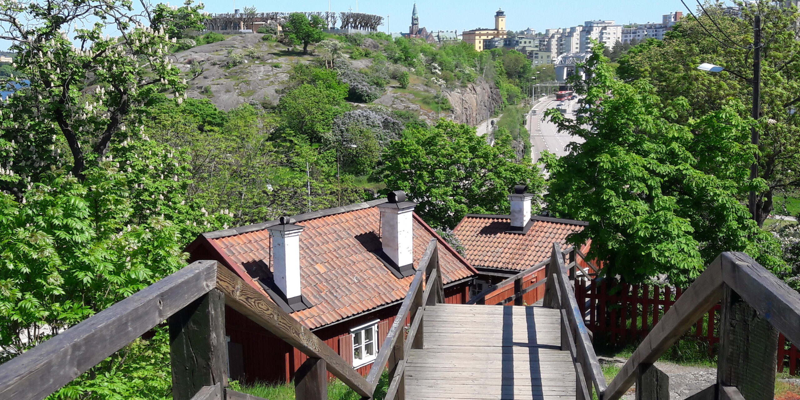 Stockholm, Södermalm, Kvastmakartrappan, Holzhäuser in Schweden, Expedition Stockholm